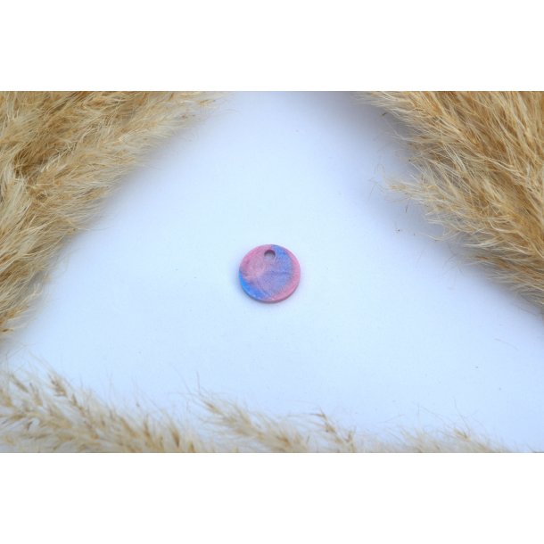 Hundetegn, mini rund, bl lilla og lyserd shimmer