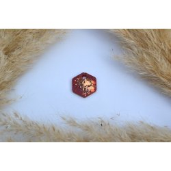 Hundetegn, lille hexagon, r�d shimmer med guld glitter