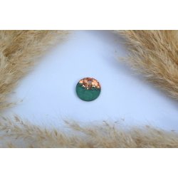 Hundeteg, lille rund, mrkegrn shimmer med guld glitter