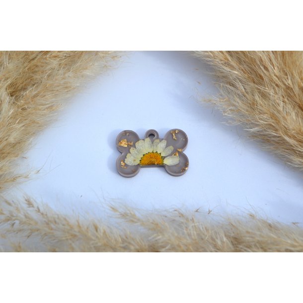 Hundetegn, lille kdben, gr med blomst og bladguld