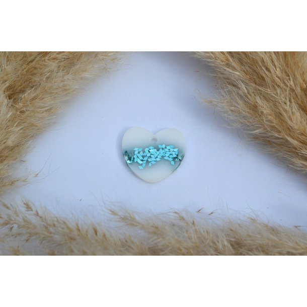 Hundetegn, stort hjerte, hvid med grnbl flager