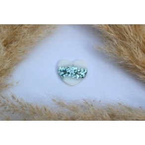 Hundetegn, stort hjerte, hvid med grnbl flager