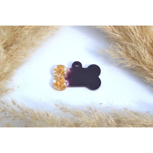 Hundetegn, stort kdben, lilla med bladguld