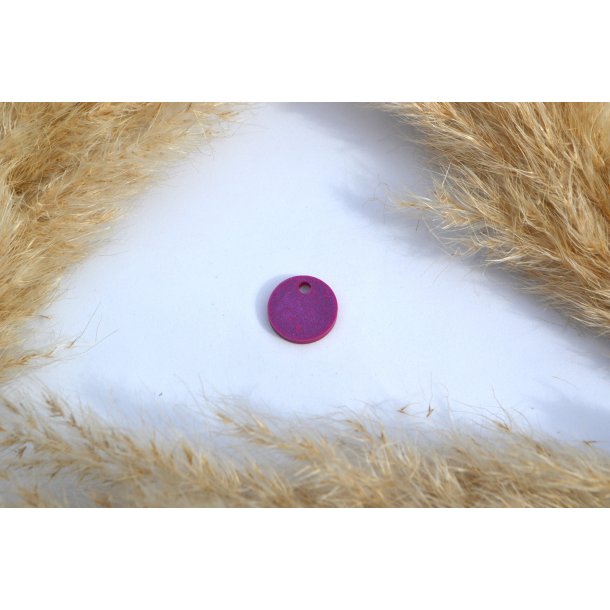 Hundetegn, mini rund, lilla shimmer