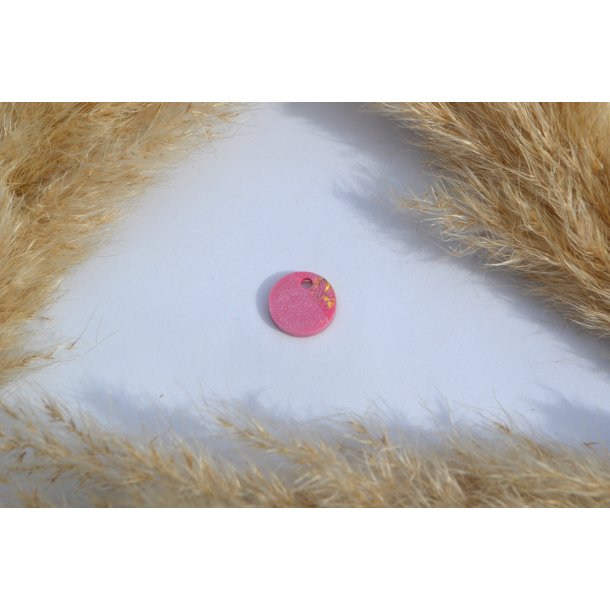 Hundetegn, mini rund, lyserd shimmer med bladguld