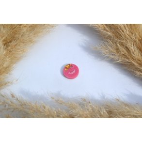 Hundetegn, mini rund, lyserd shimmer med bladguld