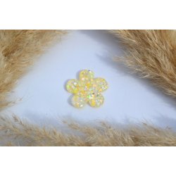 Hundetegn, stor blomst, gul glitter