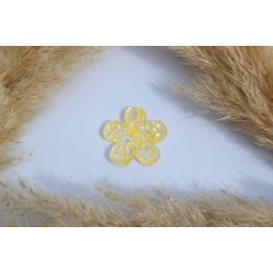 Hundetegn, stor blomst, gul glitter