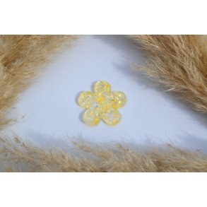 Hundetegn, stor blomst, gul glitter