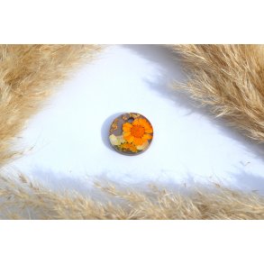 Hundetegn, mellem rund, gr med blomster og bladguld