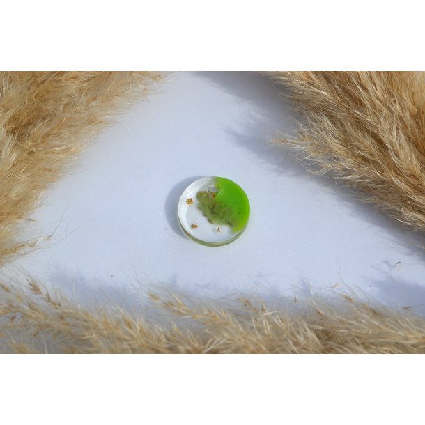 Hundetegn, mellem rund, grn med blade og bladguld