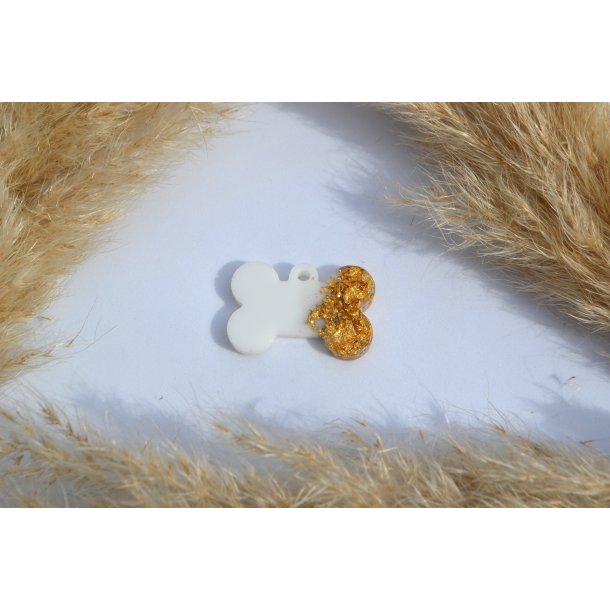 Hundetegn, lille kdben, hvid med bladguld