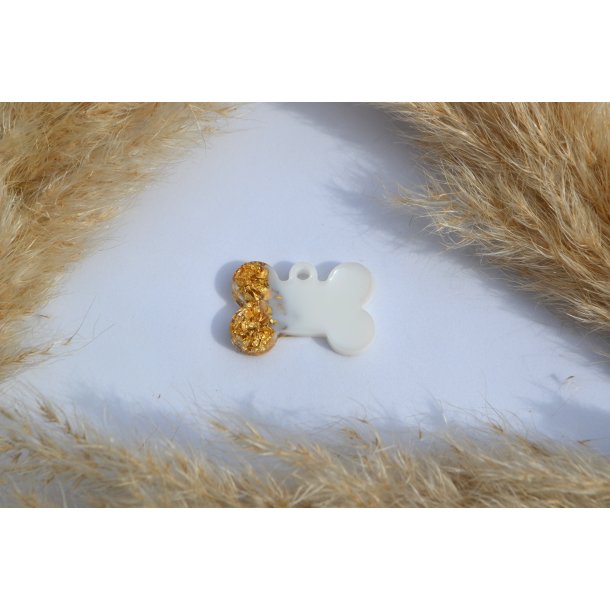 Hundetegn, lille kdben, hvid med bladguld