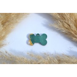 Hundetegn, lille kdben, mrkegrn shimmer med hvid og bladguld