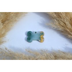 Hundetegn, lille kdben, mrkegrn shimmer med hvid og bladguld