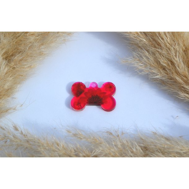 Hundetegn, lille kdben, transparant pink med blomster