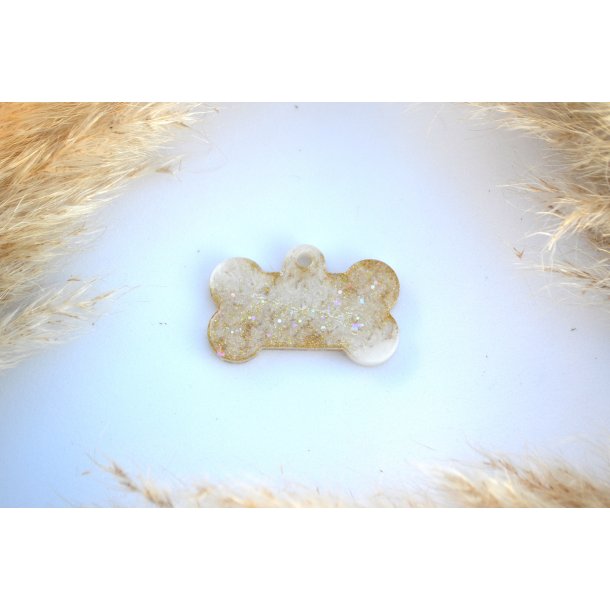 Hundetegn, stort kdben, glitter med hvid