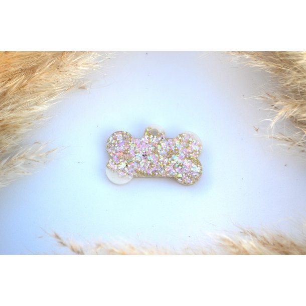 Hundetegn, stort kdben, glitter med hvid