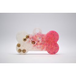 Hundetegn, stort kdben, pink og hvid glitter med perler