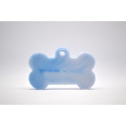 Hundetegn, stort kdben, bl og hvid med glimmer