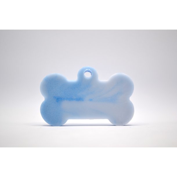 Hundetegn, stort kdben, bl og hvid med glimmer