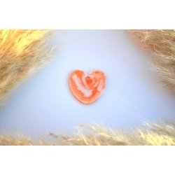 Hundetegn, stort hjerte, orange shimmer og hvid