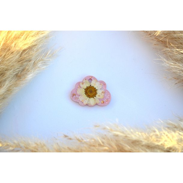 Hundetegn, lille sky, lyserd glimmer med blomst og bladguld