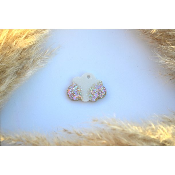 Hundetegn, lille sky, perlemor med glitter