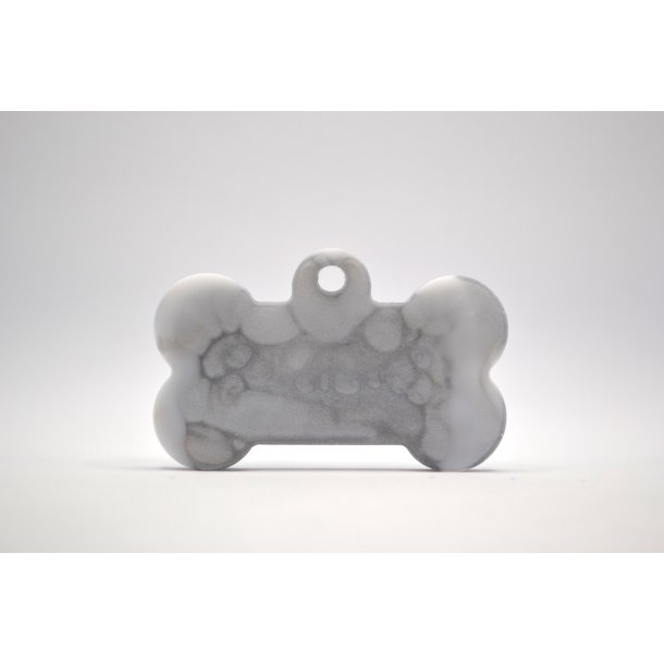 Hundetegn, stort k�dben, s�lv og hvid med detaljer