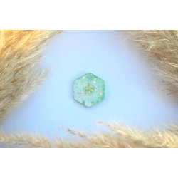 Hundetegn, mellem hexagon, grn glimmer med hvid