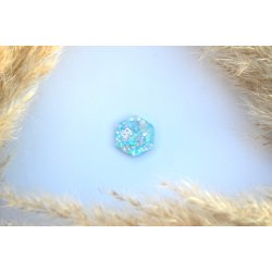 Hundetegn, lille hexagon, bl og lyserd glimmer med hjerter