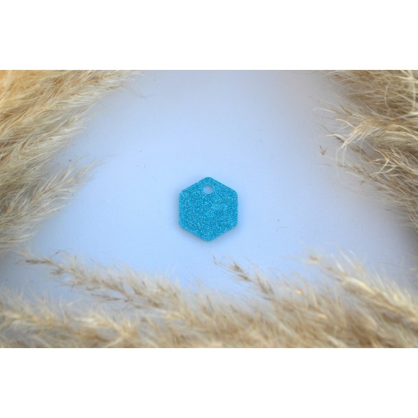 Hundetegn, lille hexagon, bl glitter
