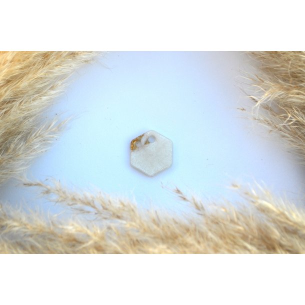 Hundetegn, lille hexagon, perlemor med bladguld