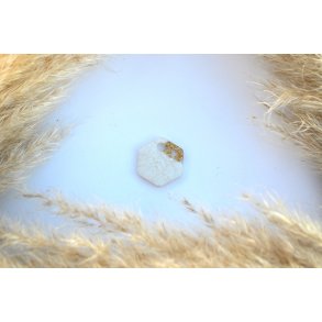 Hundetegn, lille hexagon, perlemor med bladguld