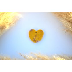 Hundetegn, stort hjerte, gul shimmer, glitter og hvid