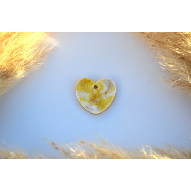 Hundetegn, stort hjerte, gul shimmer, glitter og hvid