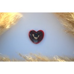 Hundetegn, stort hjerte, rd, sort, guld