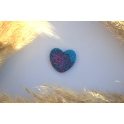 Hundetegn, stort hjerte, bl med forskellig glitter