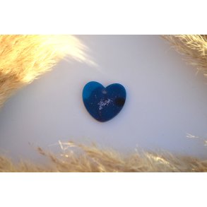 Hundetegn, stort hjerte, bl med forskellig glitter