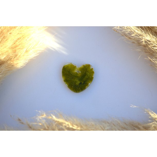 Hundetegn, stort hjerte, mos grn med effekt og bladguld