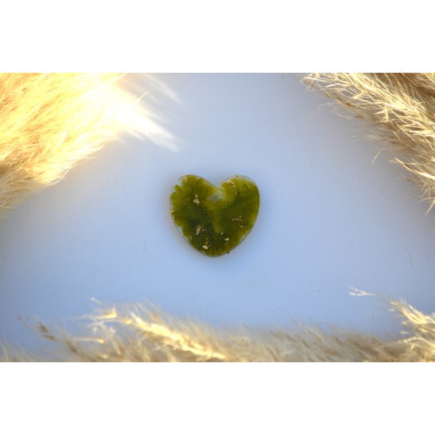 Hundetegn, stort hjerte, mos grn med effekt og bladguld