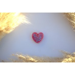 Hundetegn, lille hjerte, lyserd shimmer med slv stjerner