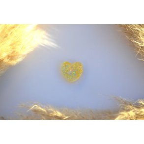 Hundetegn, lille hjerte, gul med glimmer