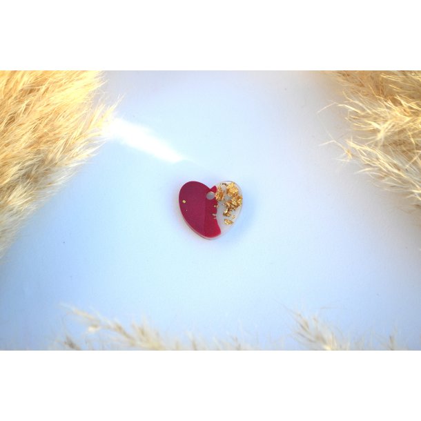 Hundetegn, lille hjerte, rd shimmer, hvid og bladguld