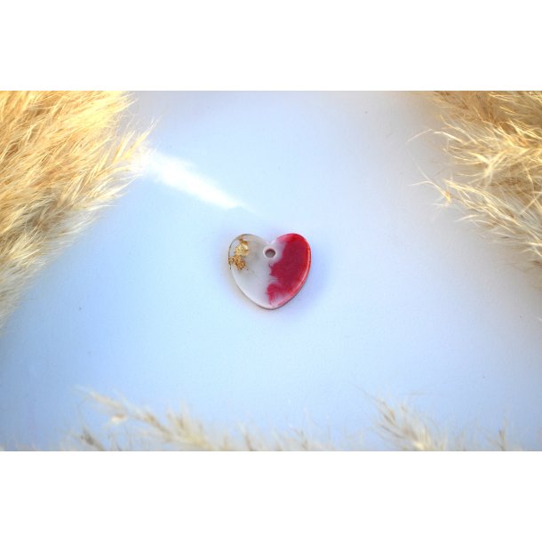 Hundetegn, lille hjerte, rd shimmer, hvid og bladguld