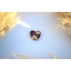 Hundetegn, lille hjerte, caramel, hvid og guld flager