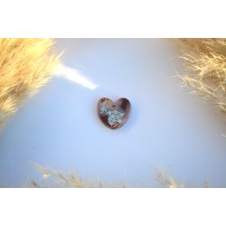 Hundetegn, lille hjerte, caramel, hvid og guld flager