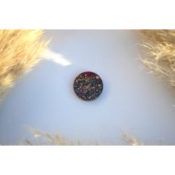 Hundetegn, mellem rund, bordeaux med glitter