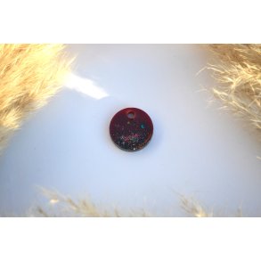 Hundetegn, mellem rund, bordeaux med glitter