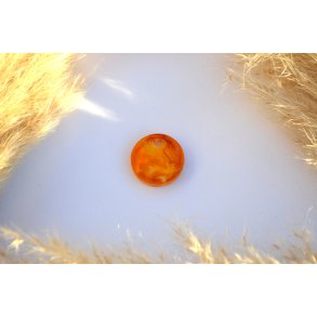 Hundetegn, mellem rund, orange/guld og hvid med effekt